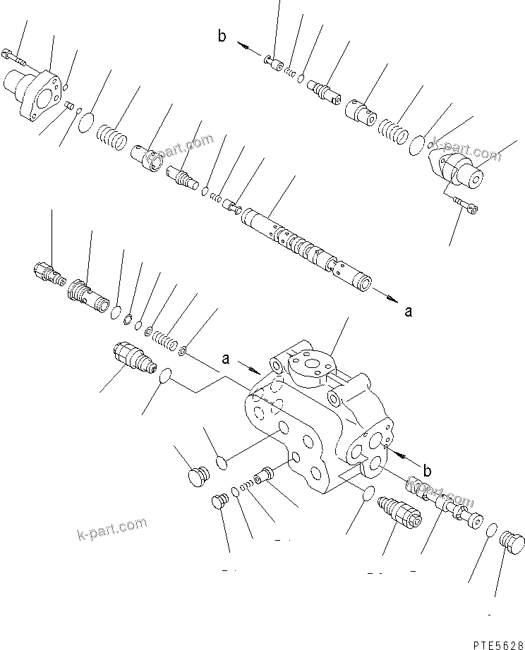 Komatsu parts book diagram for WD500-3 S/N 50001-UP: STEERING DEMAND VALVE (INNER PARTS)