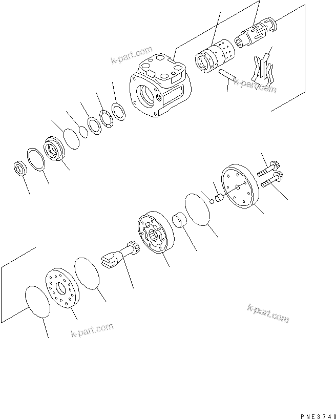 Komatsu parts book diagram for WD500-3 S/N 50001-UP: STEERING VALVE (INNER PARTS)