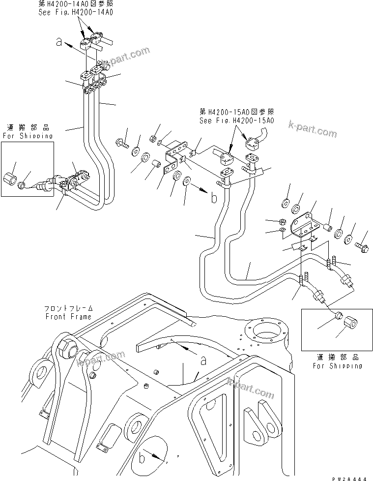 Komatsu parts book diagram for WD500-3 S/N 50001-UP: HYDRAULIC PIPING (TILT CYLINDER LINE ? 2/2)