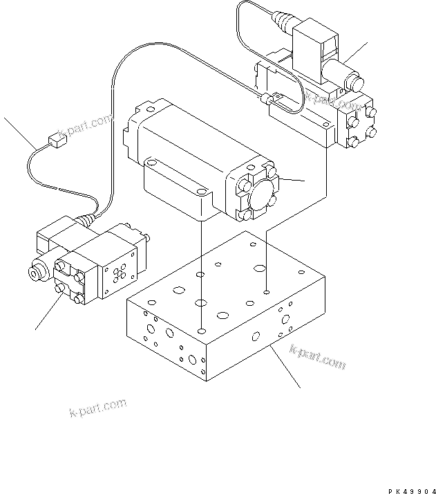 Komatsu parts book diagram for WD500-3 S/N 50001-UP: HYDRAULIC PIPING (SOLENOID AND DE. CO. VALVE ? INNER PARTS 1/2)
