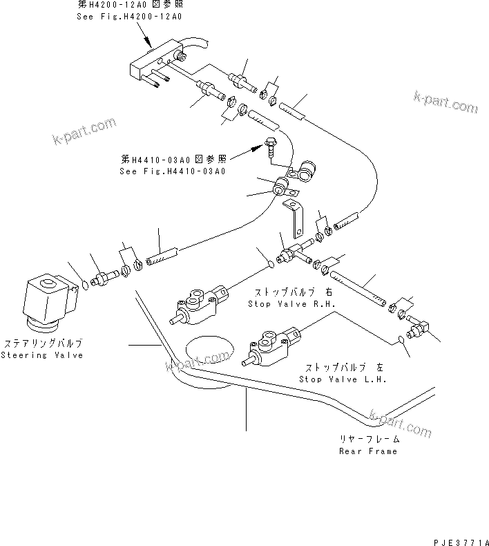 Komatsu parts book diagram for WD500-3 S/N 50001-UP: STEERING HYDRAULIC LINE (DRAIN LINE)
