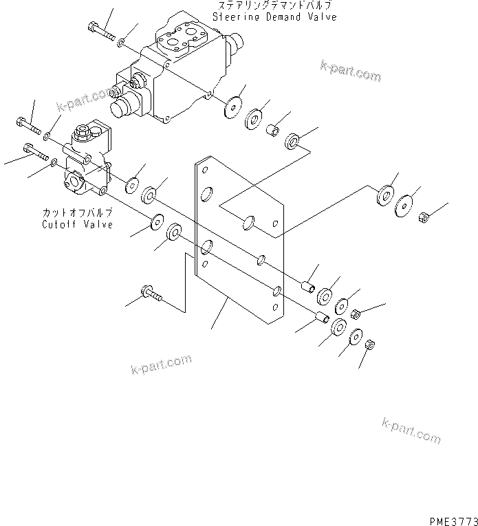 Komatsu parts book diagram for WD500-3 S/N 50001-UP: STEERING HYDRAULIC LINE (STEERING DEMAND VALVE MOUNTING PARTS)