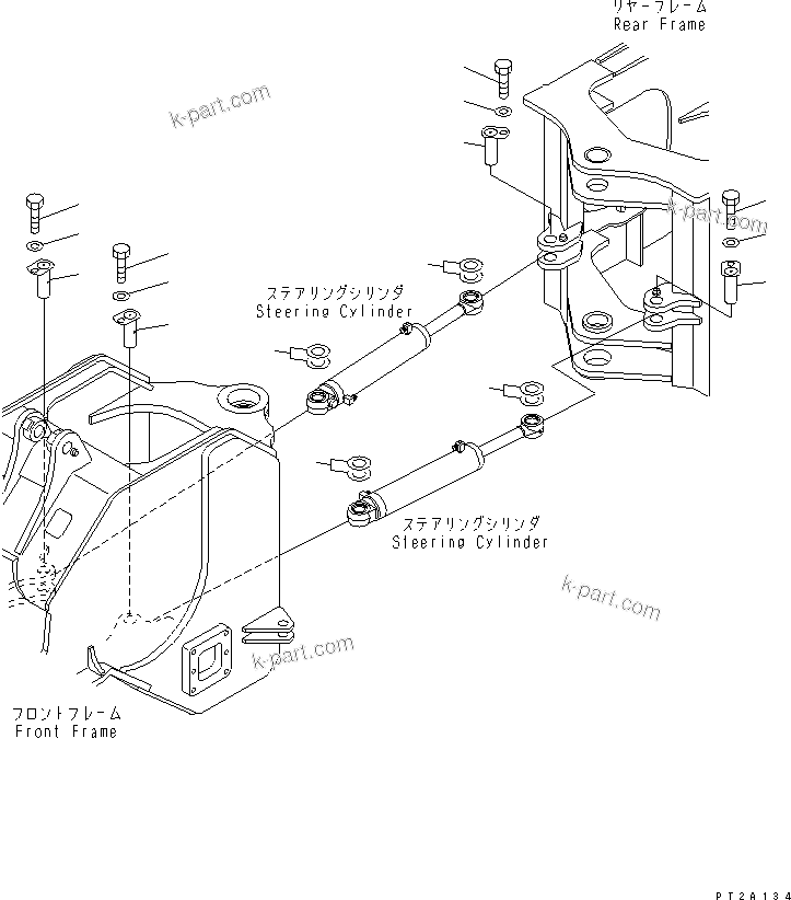 Komatsu parts book diagram for WD500-3 S/N 50001-UP: FRONT FRAME (STEERING CYLINDER MOUNTING PIN)