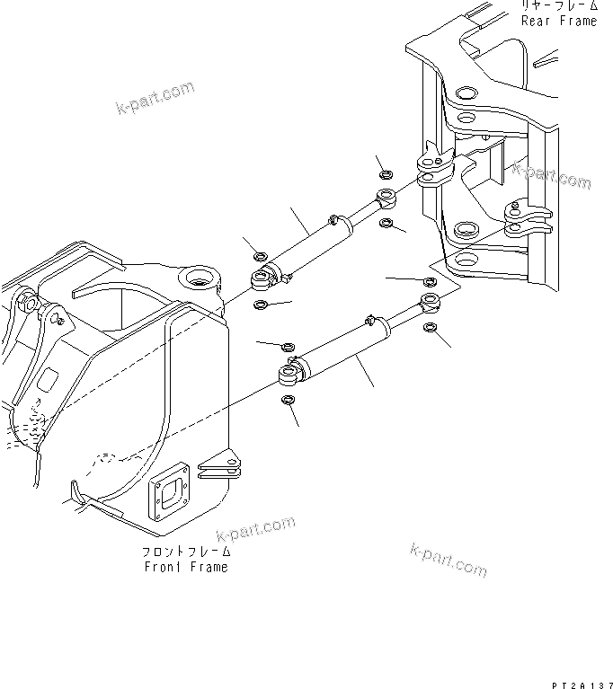 Komatsu parts book diagram for WD500-3 S/N 50001-UP: STEERING CYLINDER (CYLINDER AND SEAL)(#50001-50005)