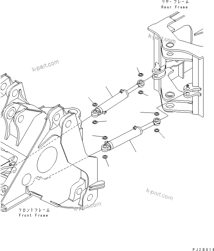 Komatsu parts book diagram for WD500-3 S/N 50001-UP: STEERING CYLINDER (CYLINDER AND SEAL)(#50006-)