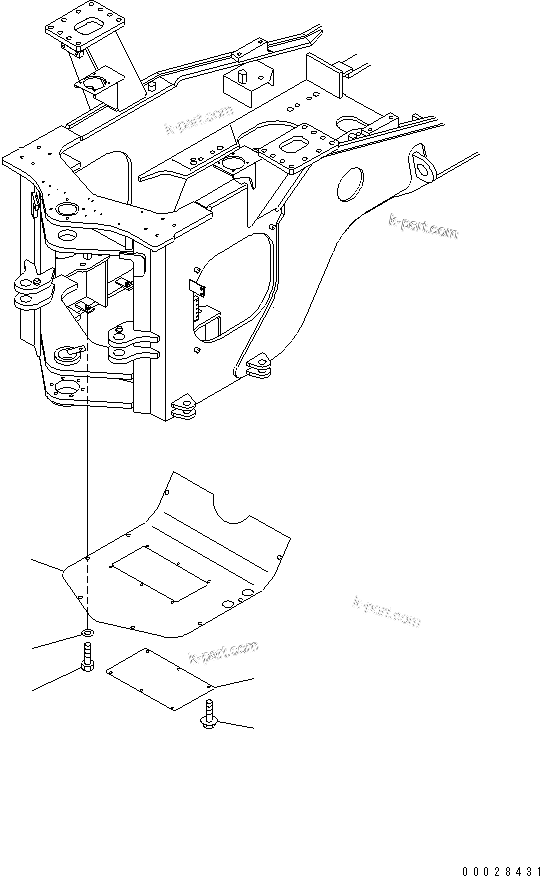 Komatsu parts book diagram for WD500-3 S/N 50001-UP: LOCK AND COVER (UNDER GUARD)
