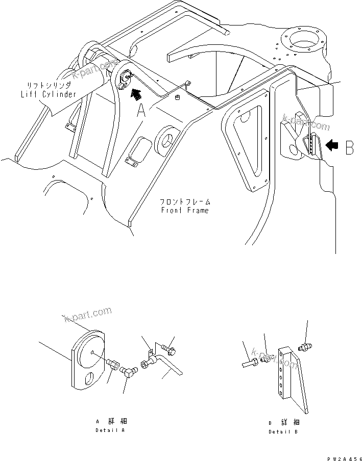 Komatsu parts book diagram for WD500-3 S/N 50001-UP: REMOTE GREASE (WORK EQUIPMENT)