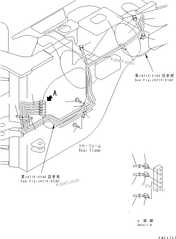 Komatsu parts book diagram for WD500-3 S/N 50001-UP: REMOTE GREASE (REAR AXLE)