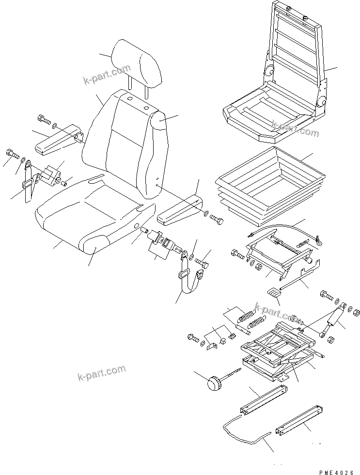 Komatsu parts book diagram for WD500-3 S/N 50001-UP: OPERATOR'S SEAT (SEAT AND SEAT BELT) (WITH LUMBAR SUPPORT)