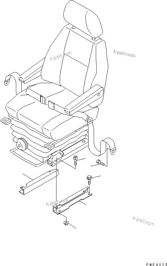 Komatsu parts book diagram for WD500-3 S/N 50001-UP: OPERATOR'S SEAT (MOUNTING PARTS) (WITH LUMBAR SUPPORT)