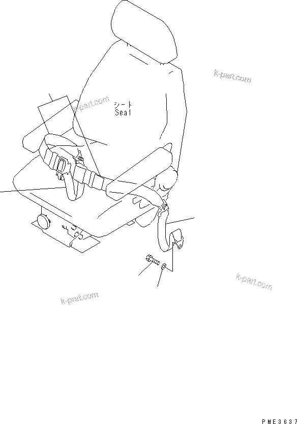Komatsu parts book diagram for WD500-3 S/N 50001-UP: SEAT BELT