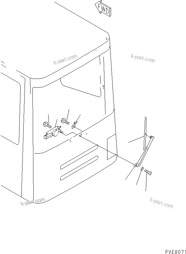Komatsu parts book diagram for WD500-3 S/N 50001-UP: OPERATOR'S CAB (REAR WIPER)