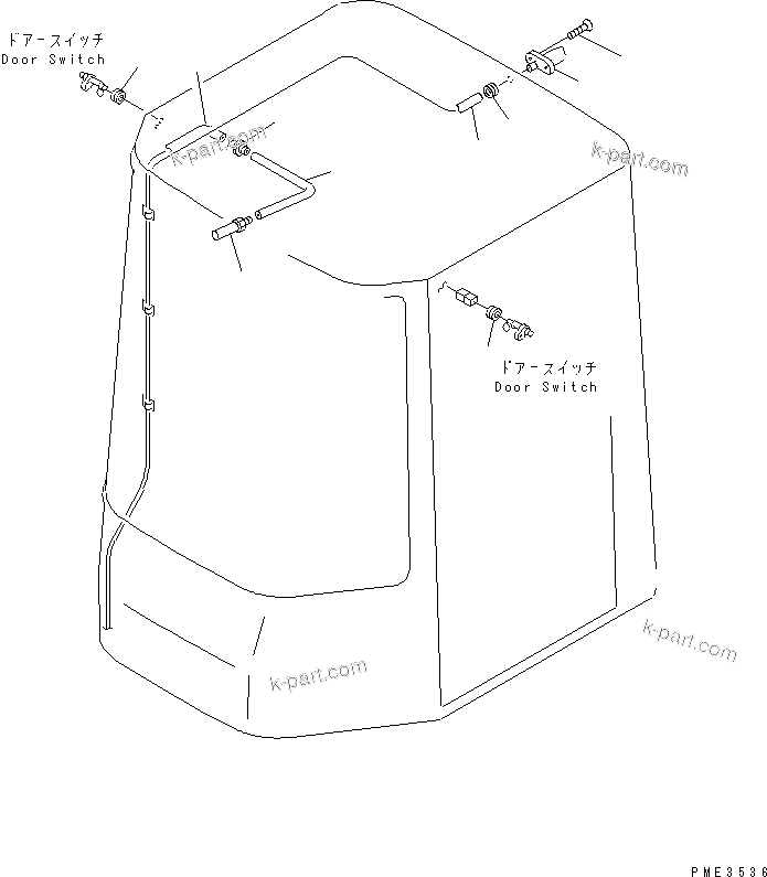 Komatsu parts book diagram for WD500-3 S/N 50001-UP: OPERATOR'S CAB (WINDOW WASHER)