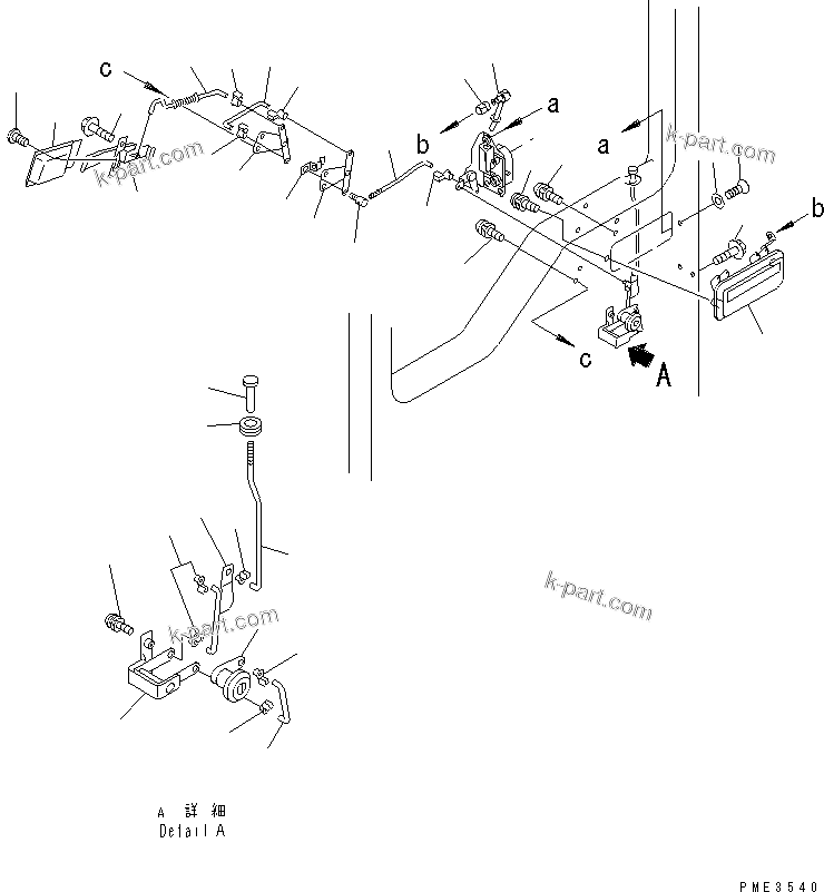 Komatsu parts book diagram for WD500-3 S/N 50001-UP: OPERATOR'S CAB (DOOR LOCK ? L.H.)