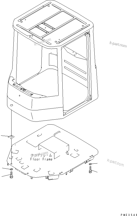 Komatsu parts book diagram for WD500-3 S/N 50001-UP: OPERATOR'S CAB (BOLT ? FOR CAB MOUNTING)