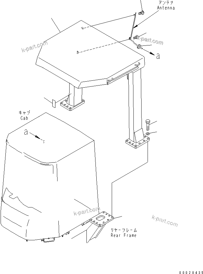 Komatsu parts book diagram for WD500-3 S/N 50001-UP: CANOPY