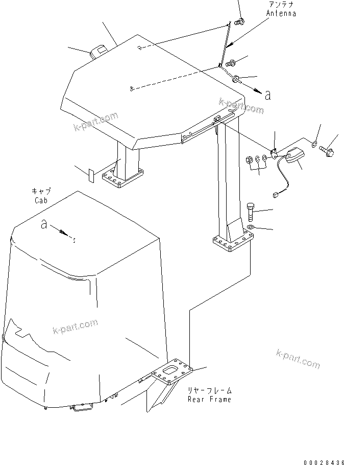 Komatsu parts book diagram for WD500-3 S/N 50001-UP: CANOPY (WITH SIDE WORK LAMP)