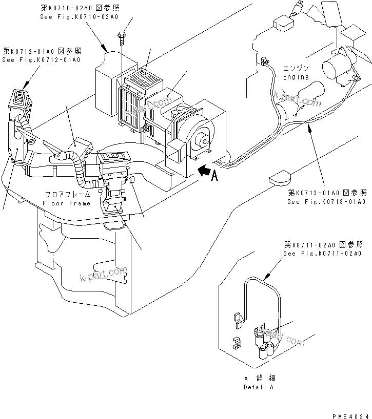 Komatsu parts book diagram for WD500-3 S/N 50001-UP: HEATER (HEATER KIT)