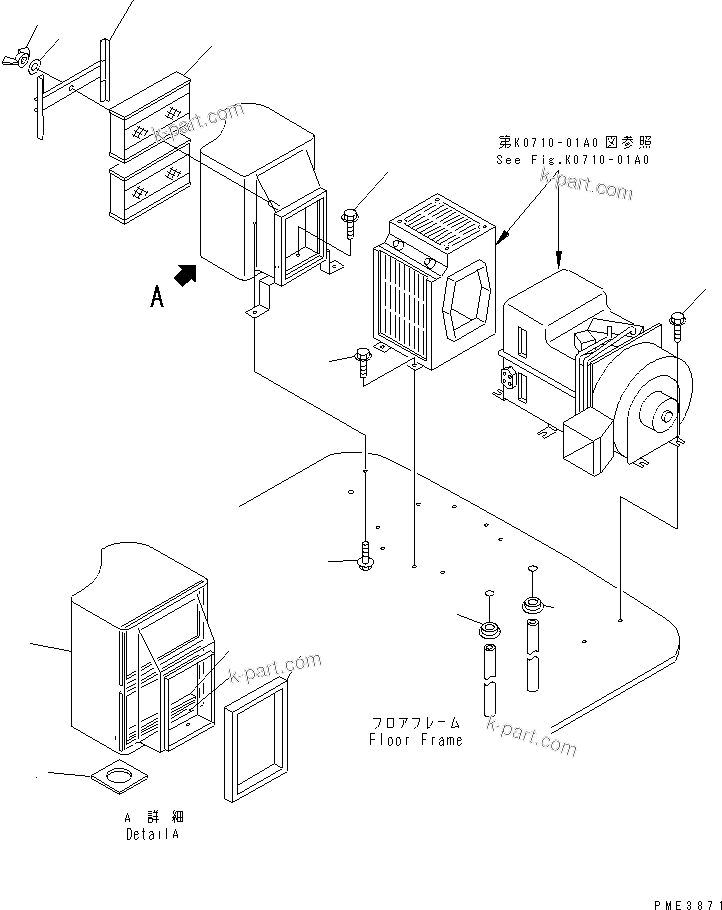Komatsu parts book diagram for WD500-3 S/N 50001-UP: AIR CONDITIONER (FILTER BOX)