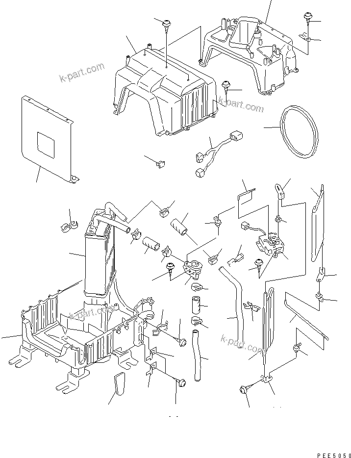 Komatsu parts book diagram for WD500-3 S/N 50001-UP: HEATER (HEATER UNIT ? 1/2)