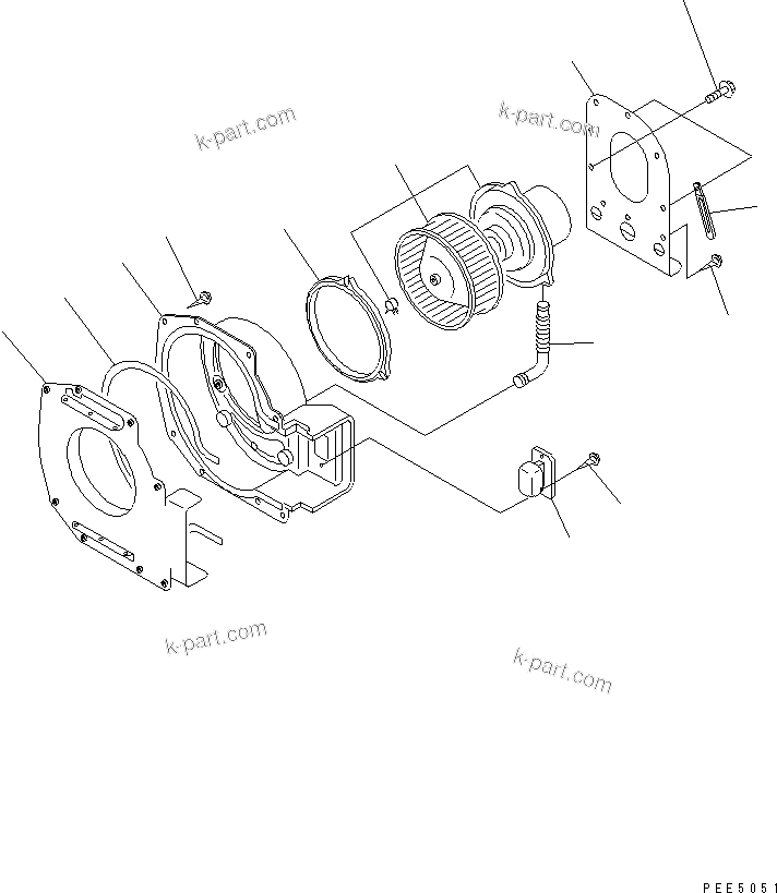 Komatsu parts book diagram for WD500-3 S/N 50001-UP: HEATER (HEATER UNIT ? 2/2)