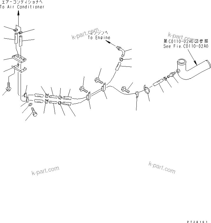Komatsu parts book diagram for WD500-3 S/N 50001-UP: HEATER PIPING