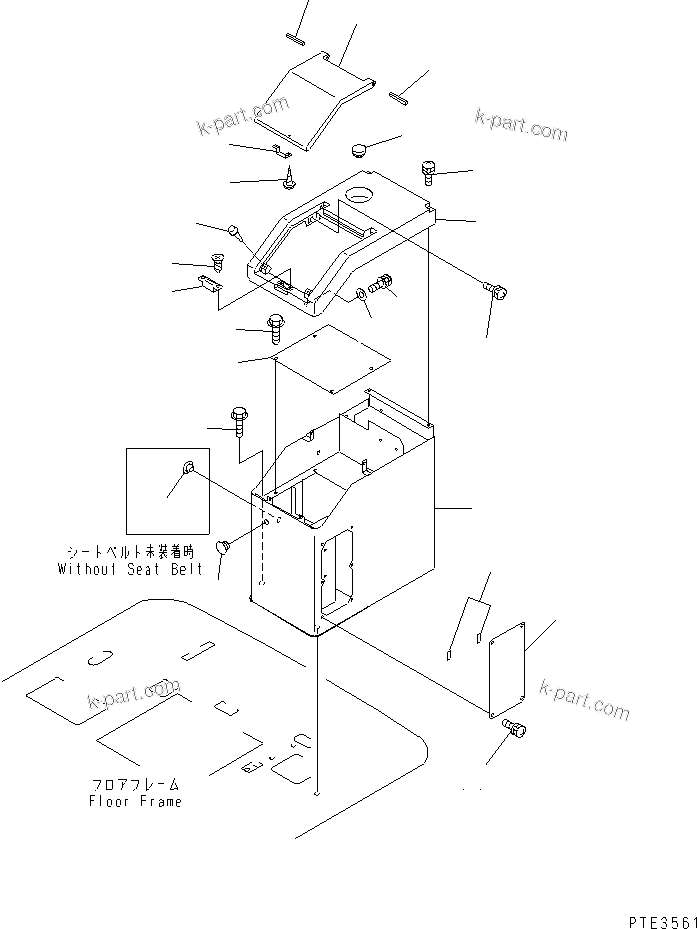 Komatsu parts book diagram for WD500-3 S/N 50001-UP: AIR CONDITIONER AND HEATER COVER (L.H. CONSOLE BOX)