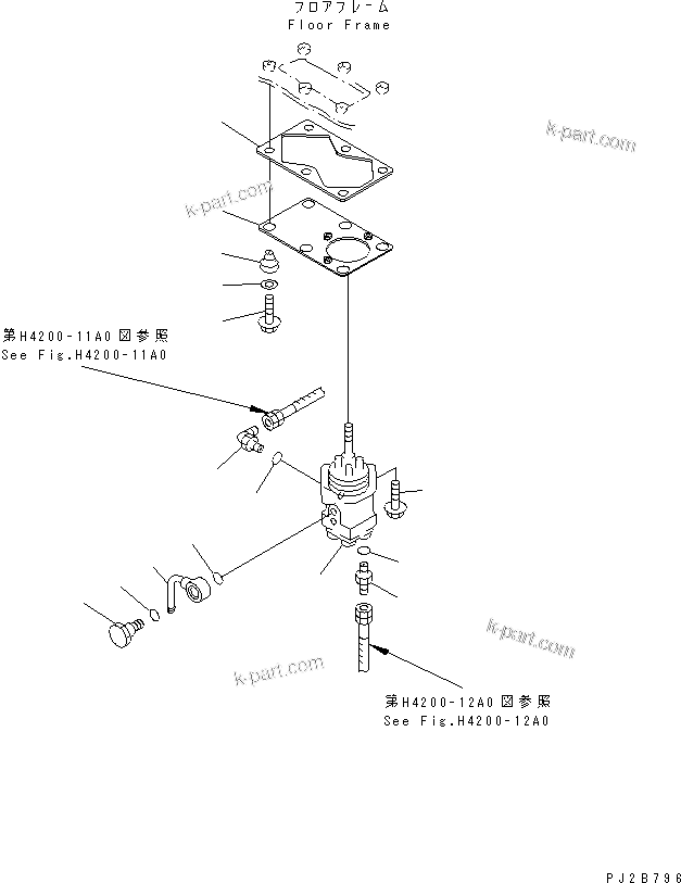 Komatsu parts book diagram for WD500-3 S/N 50001-UP: FLOOR (P.P.C. VALVE LINE)