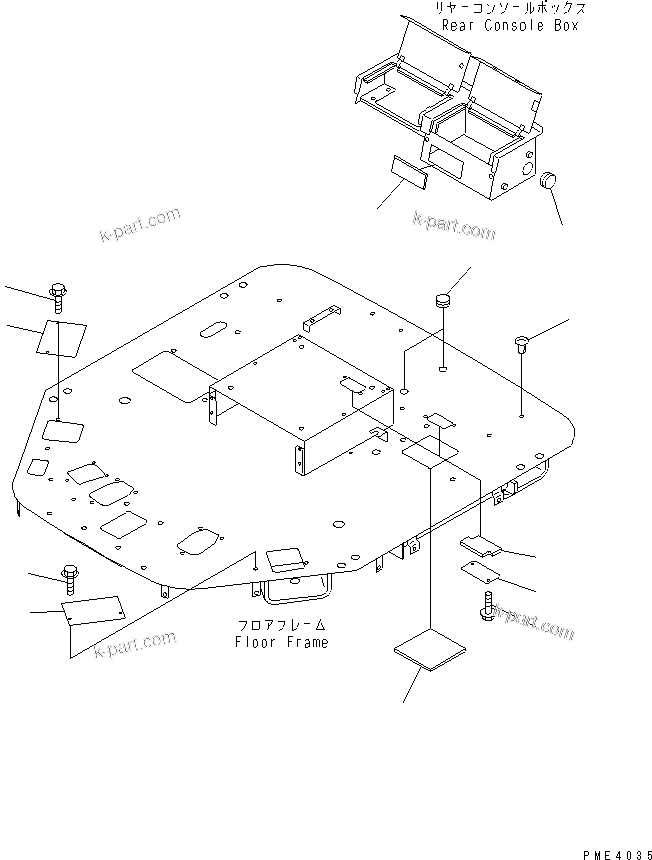 Komatsu parts book diagram for WD500-3 S/N 50001-UP: FLOOR (AIR CONDITIONER-LESS OR HEATER-LESS)