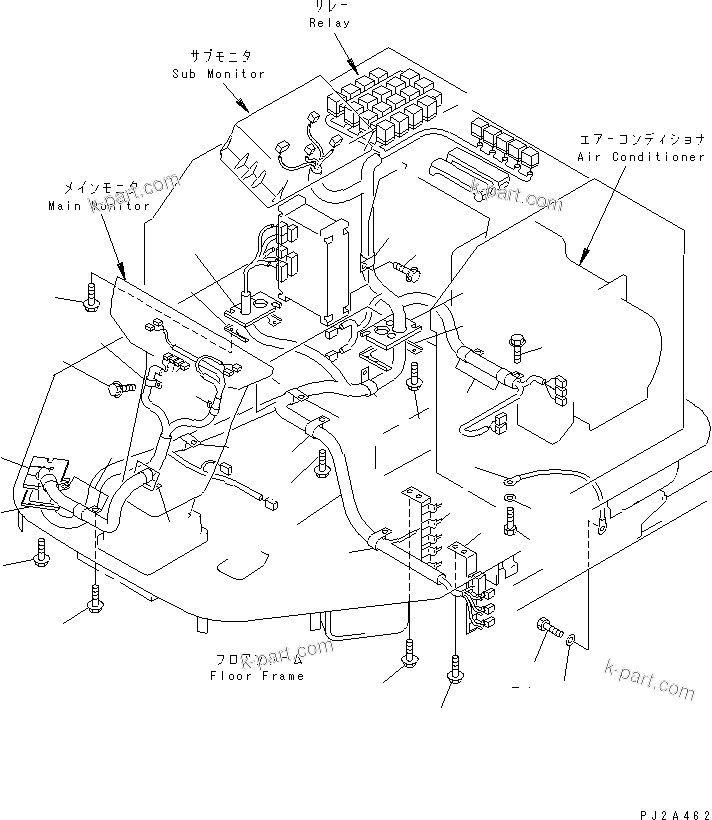 Komatsu parts book diagram for WD500-3 S/N 50001-UP: FLOOR HARNESS