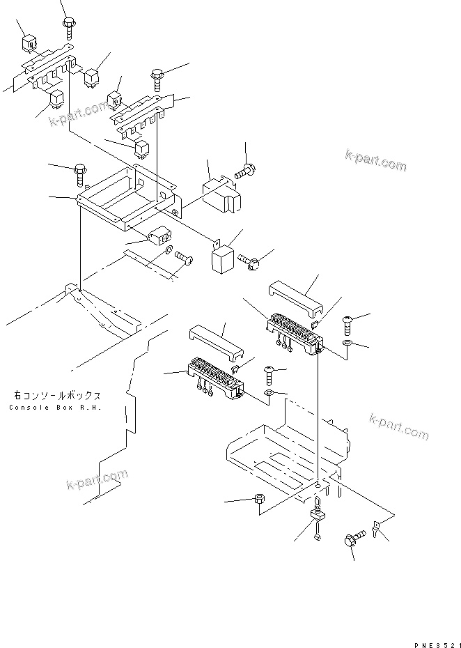 Komatsu parts book diagram for WD500-3 S/N 50001-UP: FLOOR HARNESS (RELAY AND FUSE)