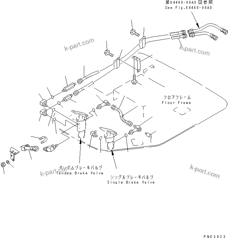 Komatsu parts book diagram for WD500-3 S/N 50001-UP: BRAKE CONTROL (ACCUMULATOR TO BRAKE VALVE PIPING)