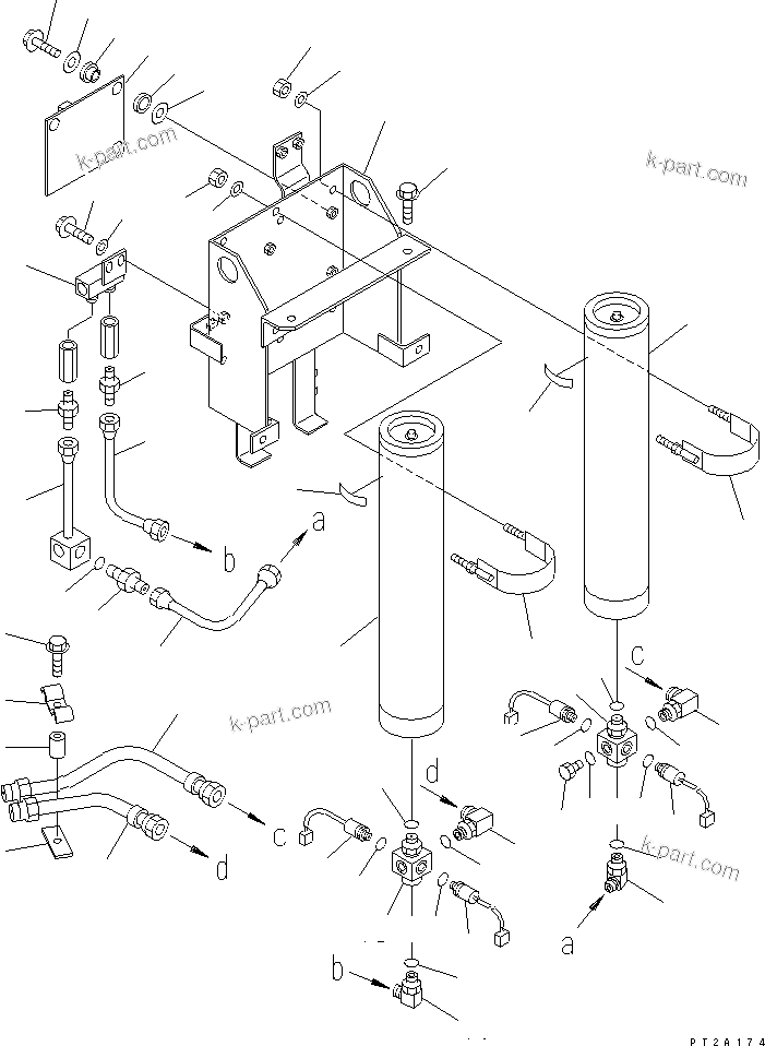 Komatsu parts book diagram for WD500-3 S/N 50001-UP: BRAKE CONTROL (ACCUMULATOR AND PIPING)