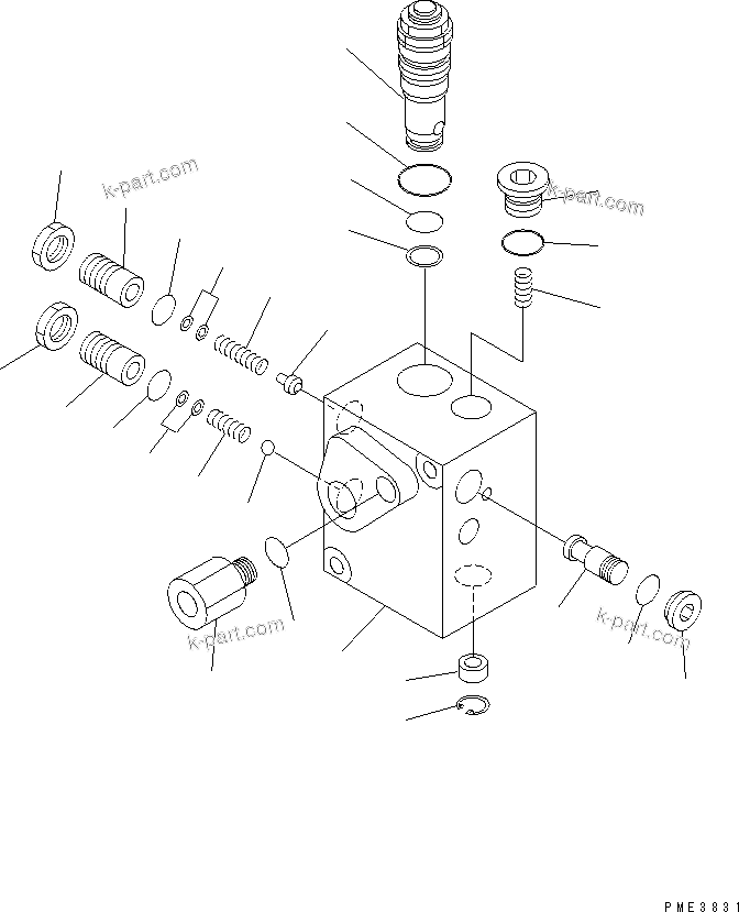 Komatsu parts book diagram for WD500-3 S/N 50001-UP: BRAKE CONTROL (ACCUMULATOR CHARGE VALVE)