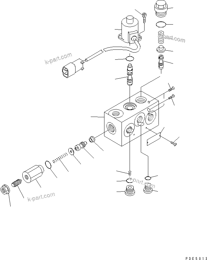 Komatsu parts book diagram for WD500-3 S/N 50001-UP: BRAKE CONTROL (PARKING BRAKE RELEASE VALVE ? INNER PARTS)