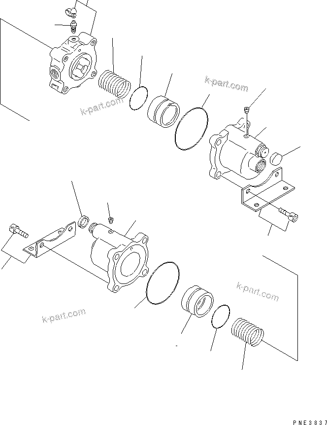 Komatsu parts book diagram for WD500-3 S/N 50001-UP: BRAKE PIPING (SLACK ADJUSTER)