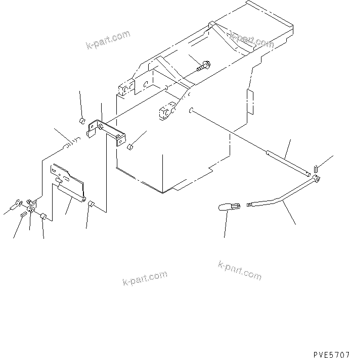 Komatsu parts book diagram for WD500-3 S/N 50001-UP: LOADER CONTROL (WORK EQUIPMENT LOCK LEVER)