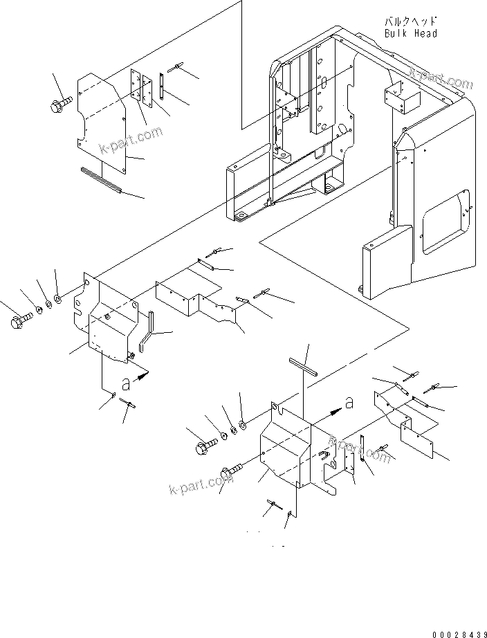 Komatsu parts book diagram for WD500-3 S/N 50001-UP: BULKHEAD (2/2) (WITH AIR INTAKE EXTENSION)(#50015-)