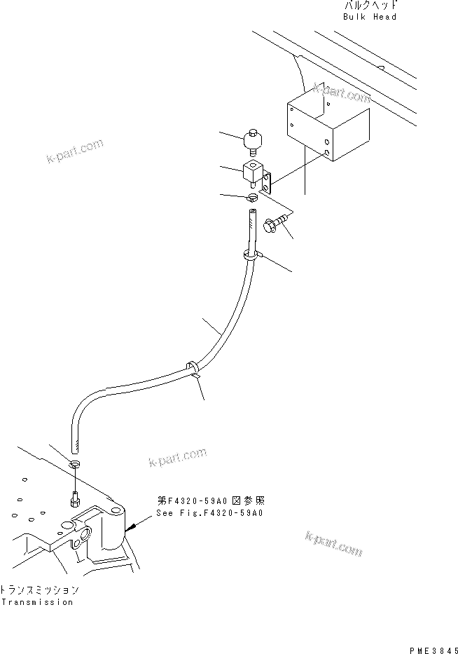 Komatsu parts book diagram for WD500-3 S/N 50001-UP: BULKHEAD (BREATHER AND PIPING)