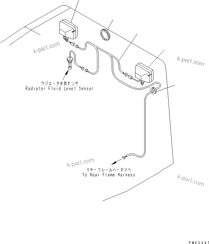 Komatsu parts book diagram for WD500-3 S/N 50001-UP: RADIATOR GUARD AND HOOD (REAR LAMP)