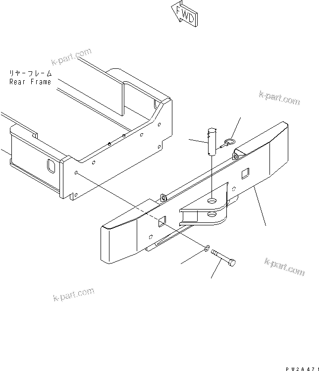 Komatsu parts book diagram for WD500-3 S/N 50001-UP: REAR BUMPER