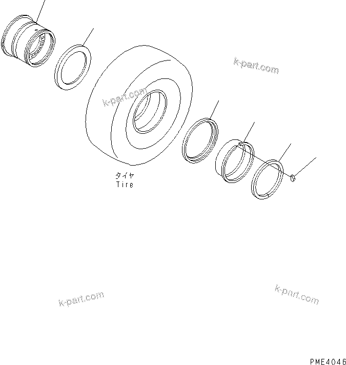 Komatsu parts book diagram for WD500-3 S/N 50001-UP: RIM (FOR 29.5-25) (LEMMERS)