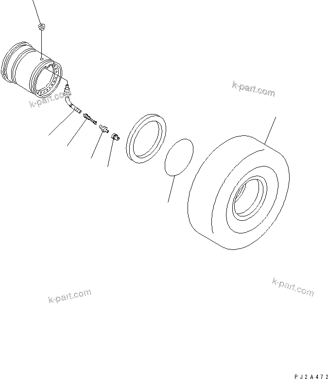 Komatsu parts book diagram for WD500-3 S/N 50001-UP: SAND TIRE (29.5-25-28PR)