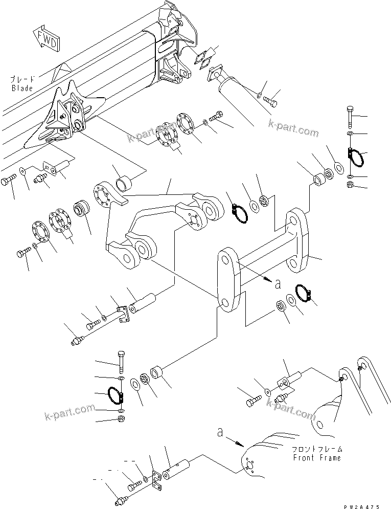 Komatsu parts book diagram for WD500-3 S/N 50001-UP: DOZER AND LINKAGE (CENTER SUPPORT)