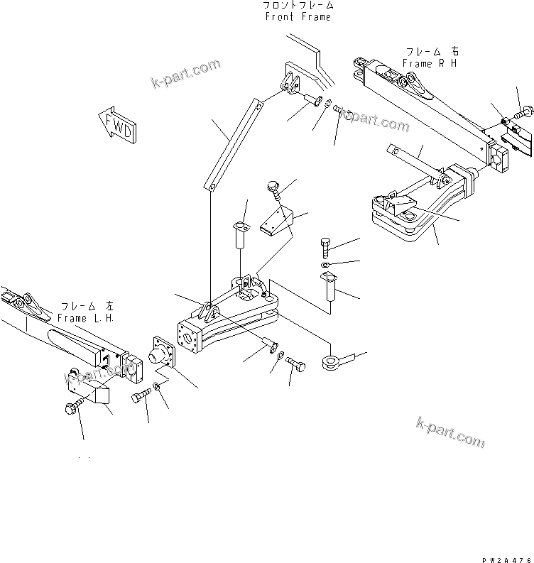 Komatsu parts book diagram for WD500-3 S/N 50001-UP: DOZER AND LINKAGE (SUPPORT FOR SIDE FRAME)