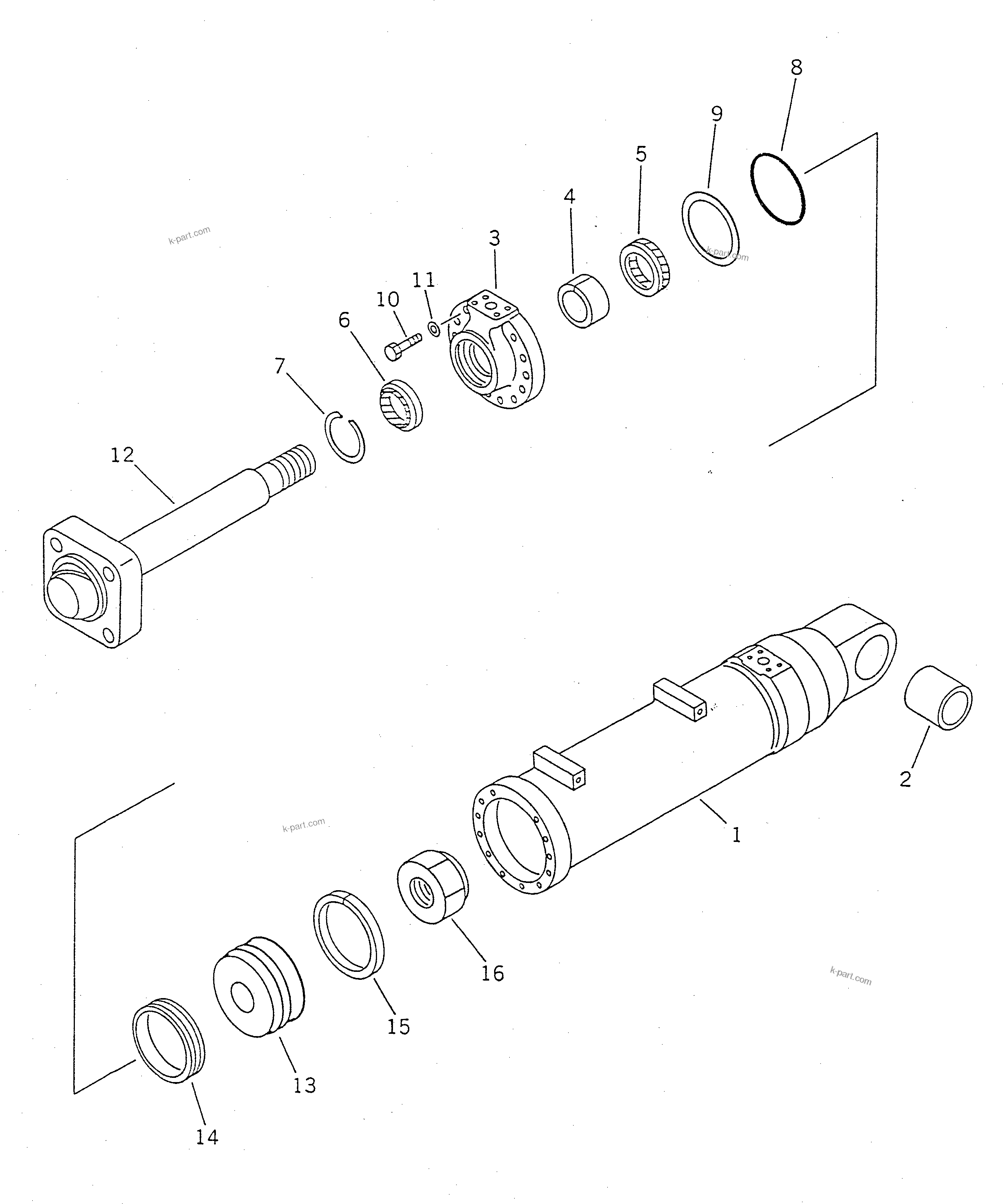 Komatsu parts book diagram for WD500-3 S/N 50001-UP: TILT CYLINDER