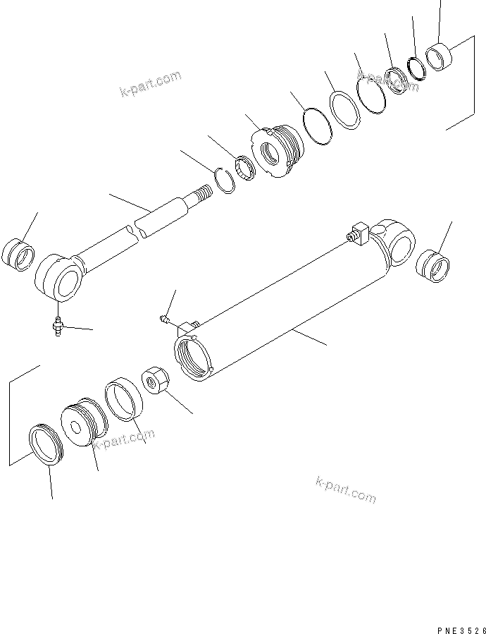 Komatsu parts book diagram for WD500-3 S/N 50001-UP: STEERING CYLINDER(#50001-50005)