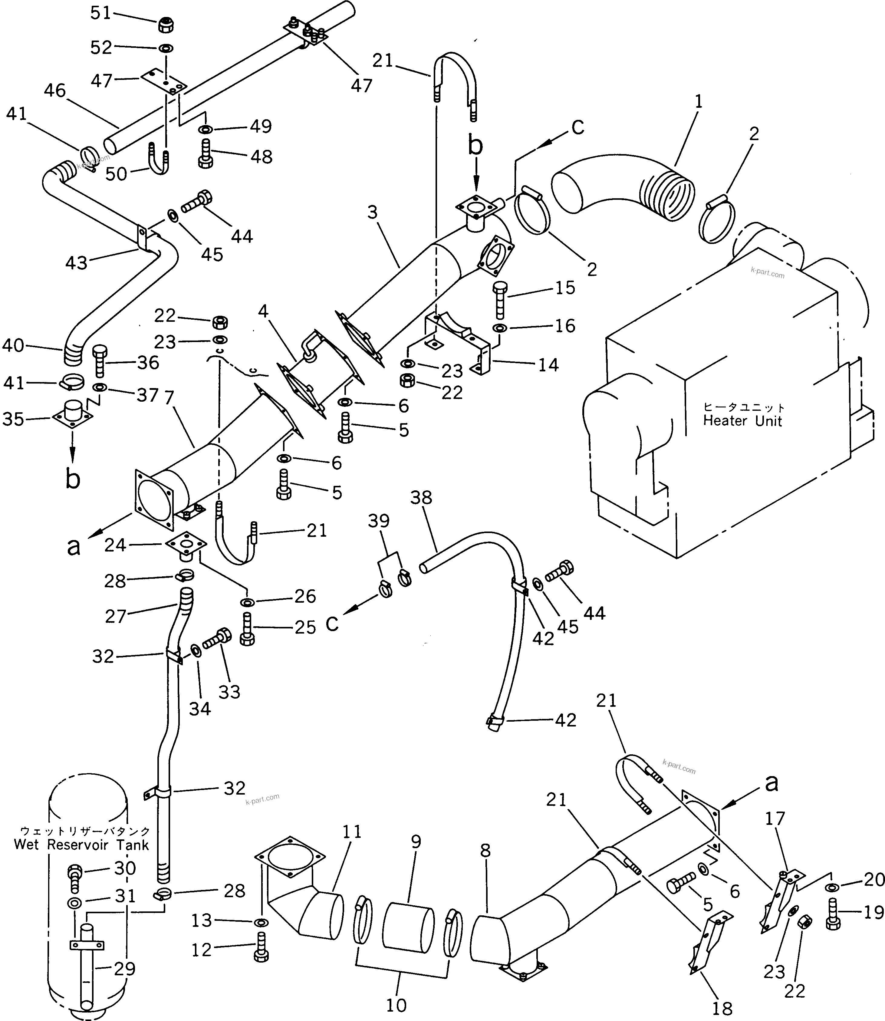 Komatsu parts book diagram for WD600-1H S/N 10001-UP (-50cent. Spec.): FUEL FIRE HEATER (2/6)