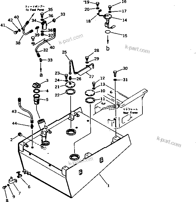 Komatsu parts book diagram for WD600-1 S/N 10001-UP: FUEL TANK AND PIPING
