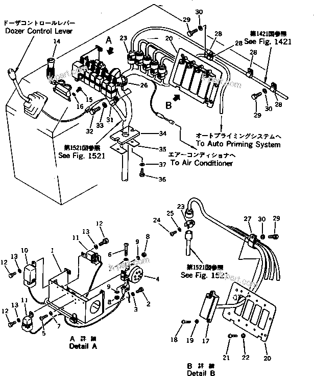 Komatsu parts book diagram for WD600-1 S/N 10001-UP: CONSOLE BOX ? R.H.